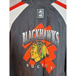 NHL Adidas Chicago Blackhawks Hockey Windbreaker Jacket Men's 3XL Snaps Sporty‎